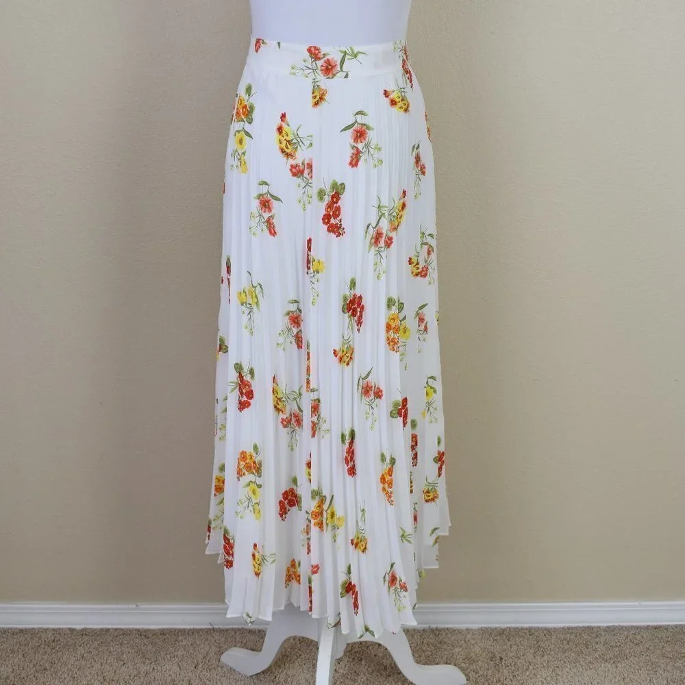 LOFT Pleated Floral Midi Skirt 8 - Picture 4 of 7